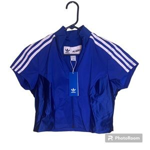 adidas Originals Blue Paolina Russo Edition Crop T-Shirt Zip up jacket